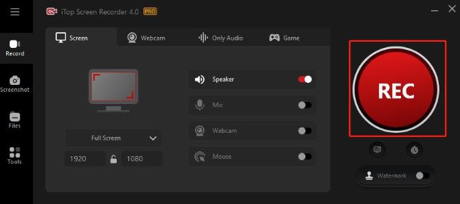 itop screen recorder start recording