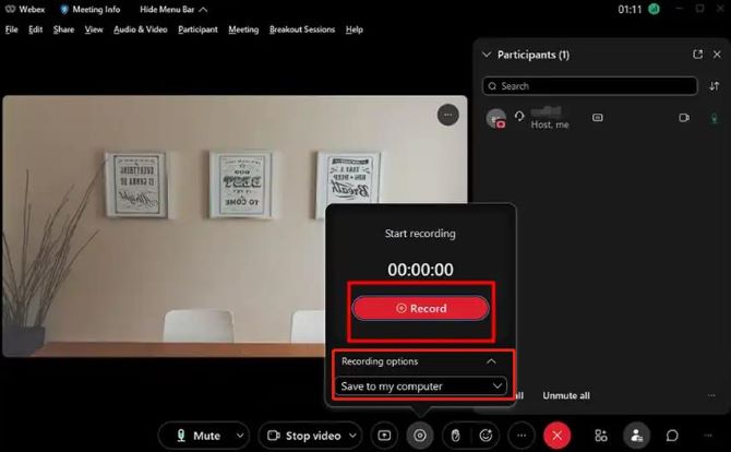 webex built in recorder record