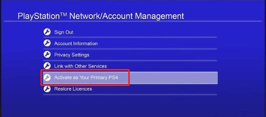 activate as primary ps4