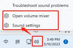 check audio settings sound settings volume mixer