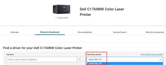 dell c1760nw driver choose apple mac os