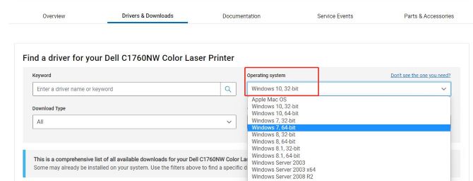 dell c1760nw driver choose windows system