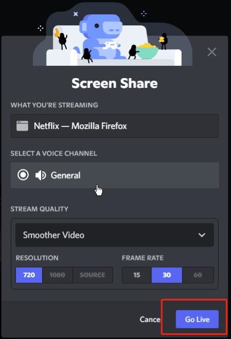 discord pc screen share go live