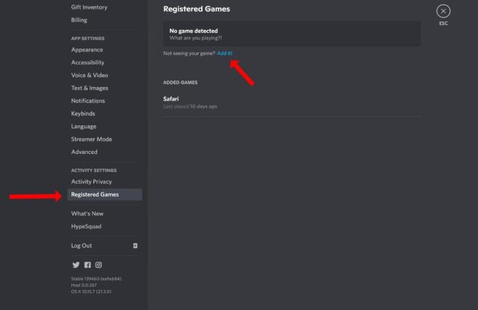 discord registered games add it