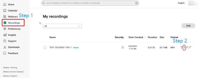 download webex recordings