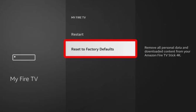 fire tv stick reset to factory default