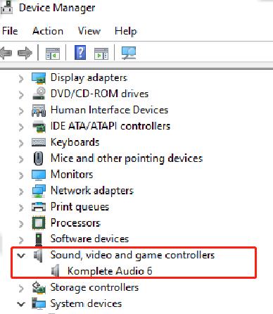 komplete audio 6 driver in device manager