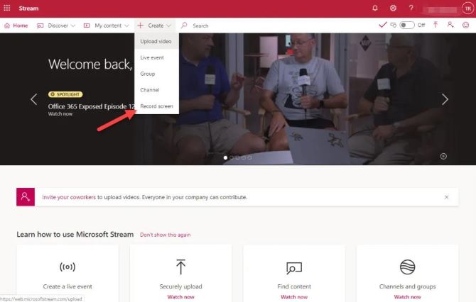 microsoft stream record screen