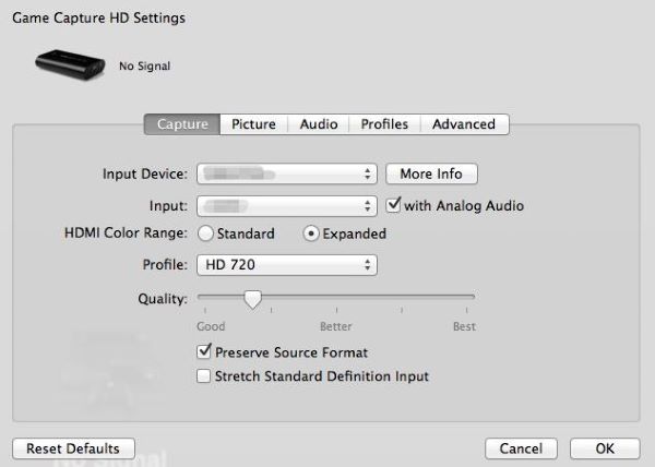 record with elgato capture card system settings