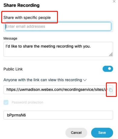 share webex recordings from link