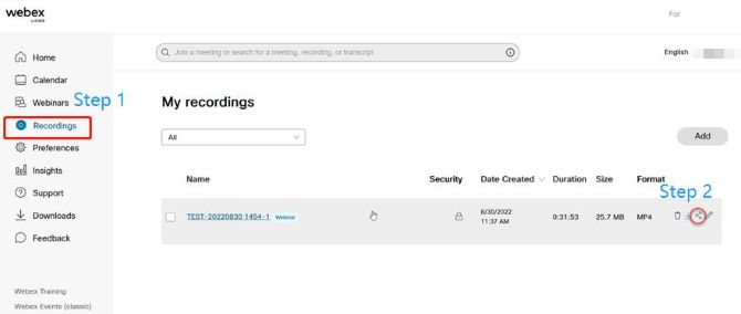 share webex recordings