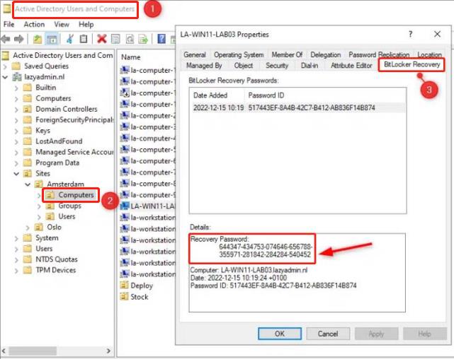 active directory bitlocker recovery