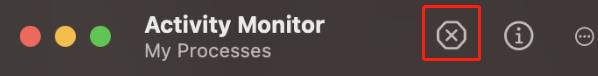 activity monitor click the x icon