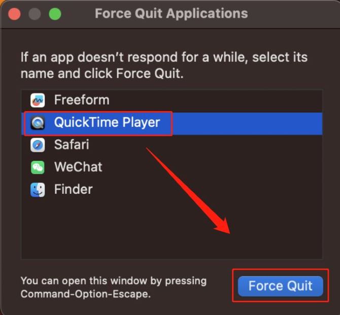 force quit quick time player