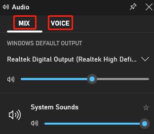 gamebar audio mix and voice