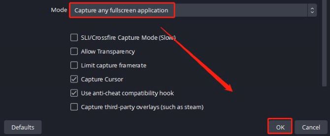 obs capture any fullscreen application