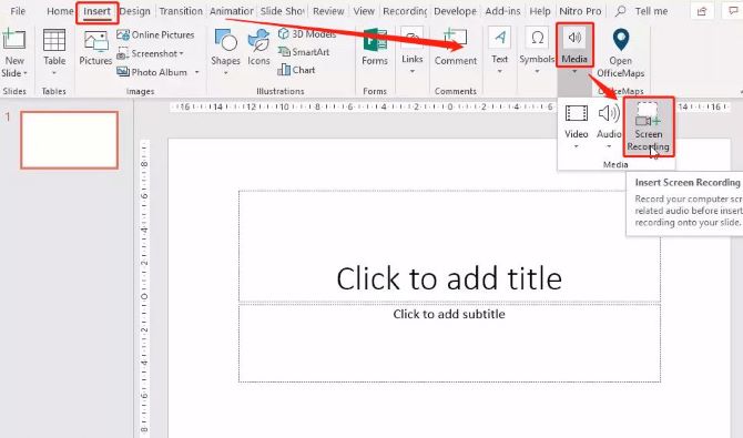 powerpoint insert media screen recording