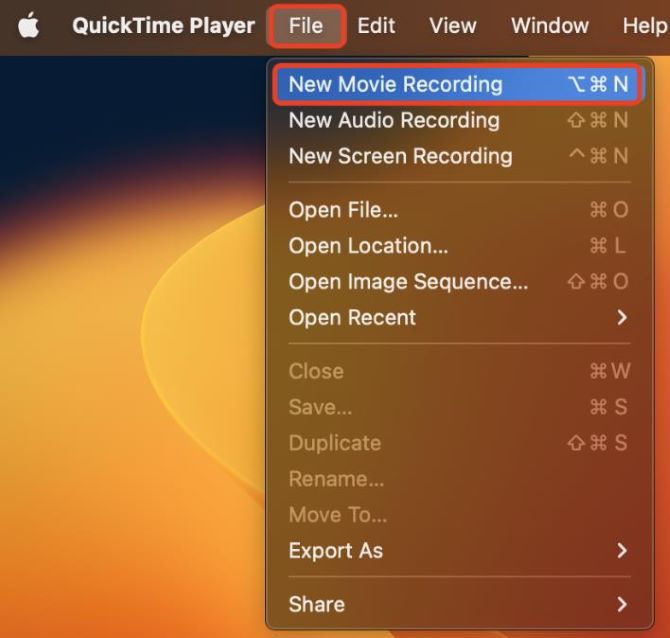 quicktime player new movie recording