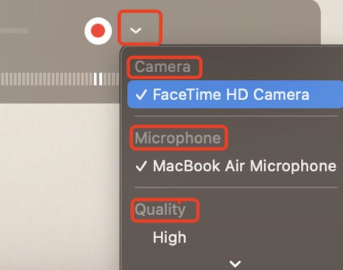 quicktime player new movie recording settings