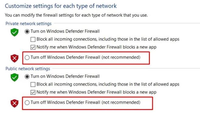 turn off windows firewall