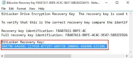 txt file open bitlocker recovery key