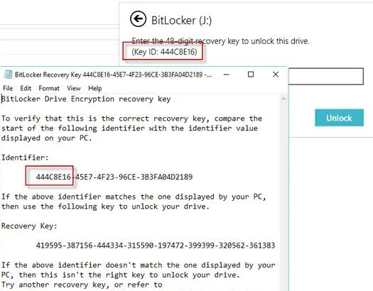 verify bitlocker recovery key
