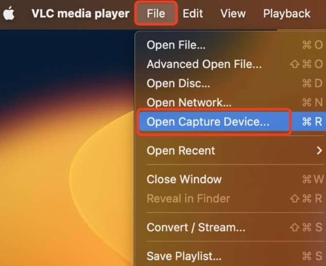 vlc media player open capture device