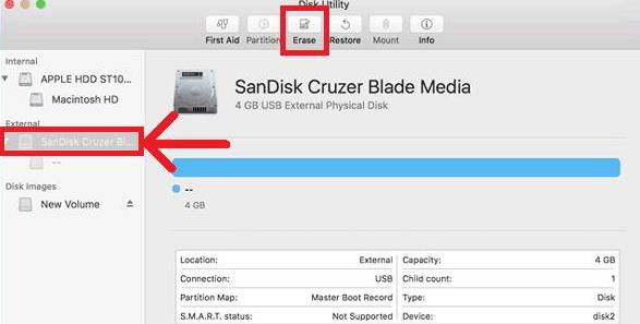 format disk utility erase