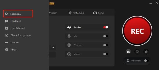 itop screen recorder options settings
