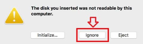 mac disk cannot read click ignore