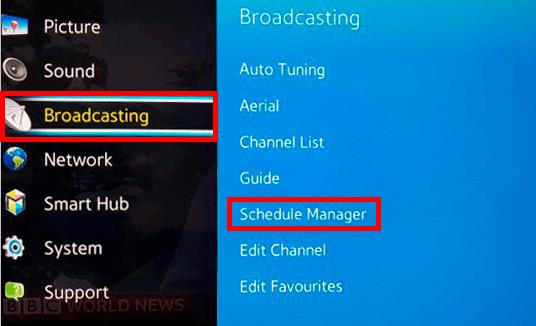 smart tv broadcasting schedule manager