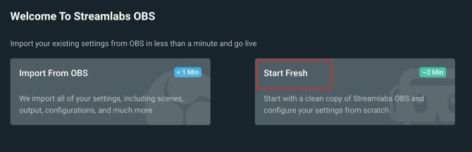 streamlabs record start fresh