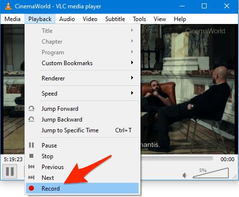 vlc media player playback record