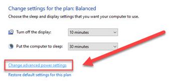 change advanced power settings