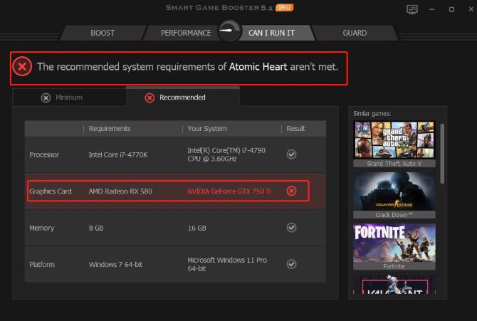 compare your pc and atomic heart recommended system requirements