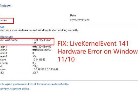 live kernel event 141 hardware error