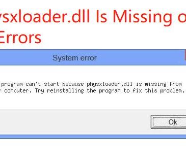 physxloader.dll missing or not found