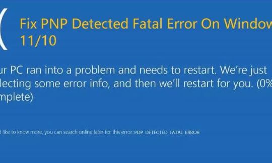 pnp detected fatal error home page