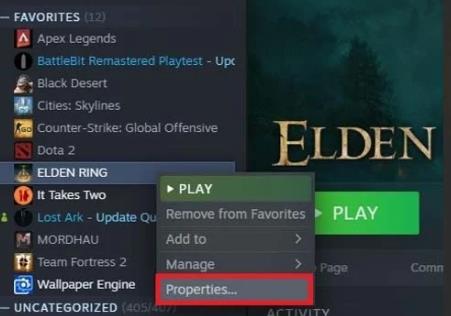 steam library properties