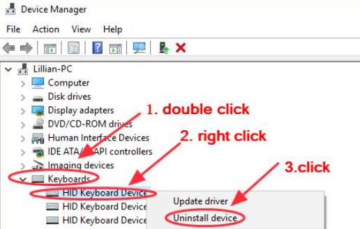uninstall keyboard device