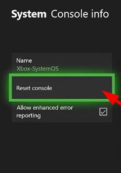 xbox one controller reset console