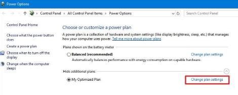 additional power plan change plan settings