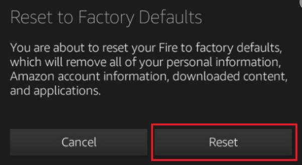 kindle fire click reset