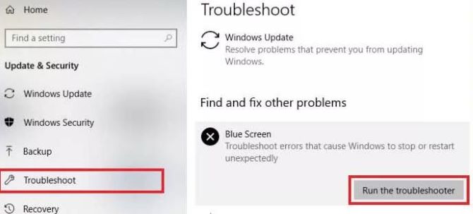 run the blue screen troubleshoot