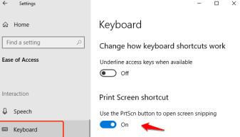 turn on print screen shortcut