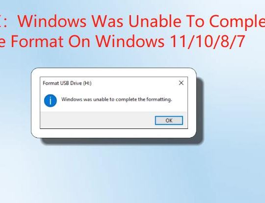 windows was unable to complete the format