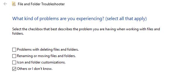 file and folder troubleshooter check others or i dont know