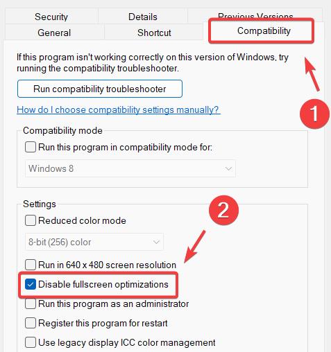 roblox disable fullscren optimizations