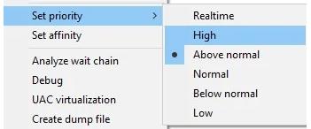 set priority to high