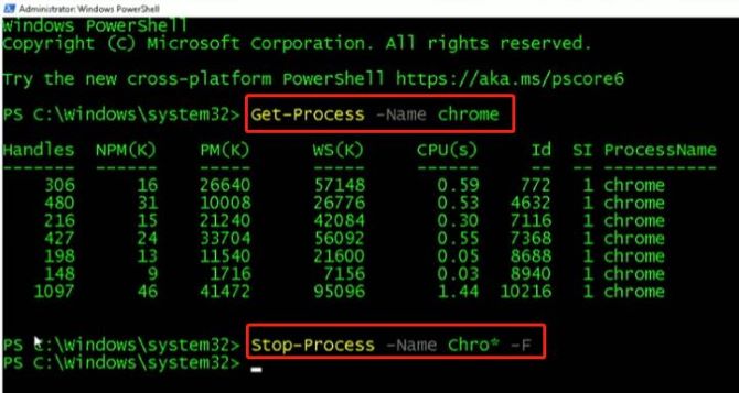 windows powershell type get process